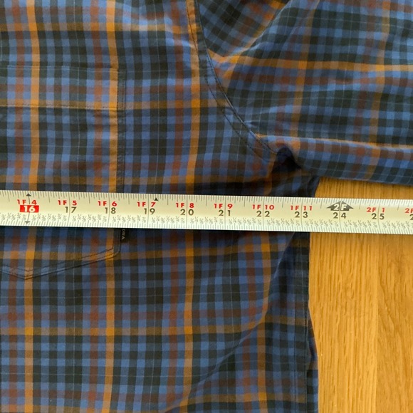 Pladra Blue Brown Plaid Shirt Men's Large Stretch Cotton Outdoor Button Up - Picture 5 of 6